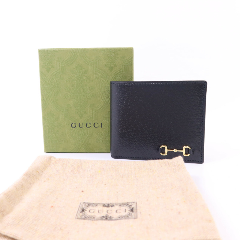 GUCCI 牛皮皮革Horsebit Bifold Wallet金扣錢包-18