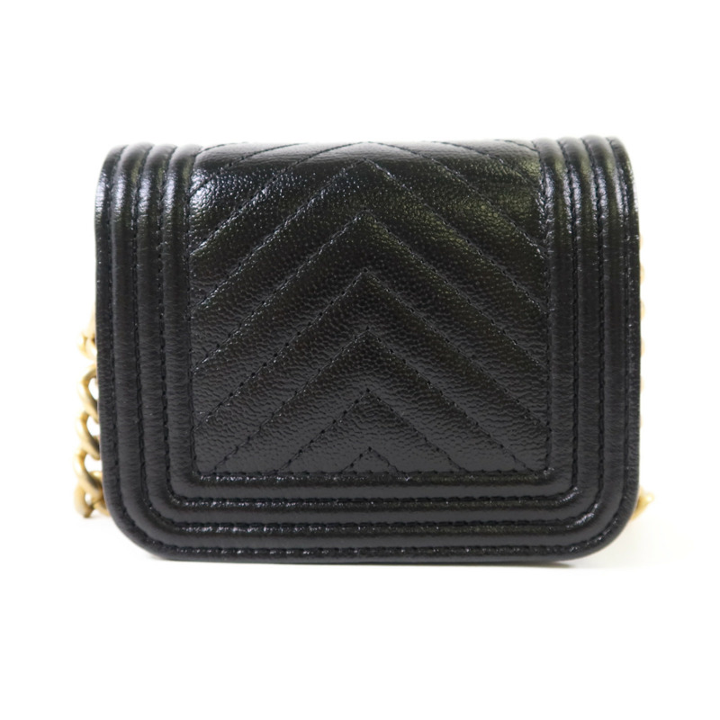 CHANEL 牛皮皮革Boy Belt Bag金扣鏈帶腰包-1
