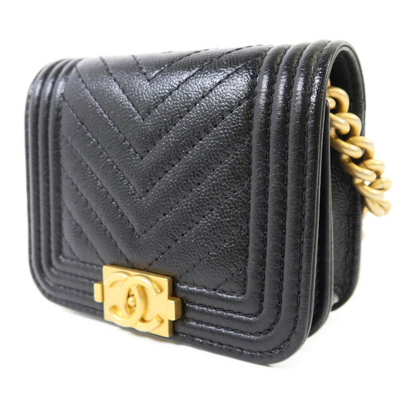 CHANEL 牛皮皮革Boy Belt Bag金扣鏈帶腰包-2