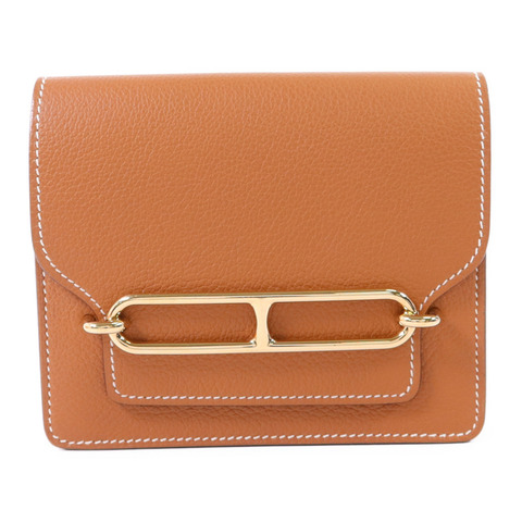 HERMES Evercolor皮革Roulis Slim金扣錢包Gold