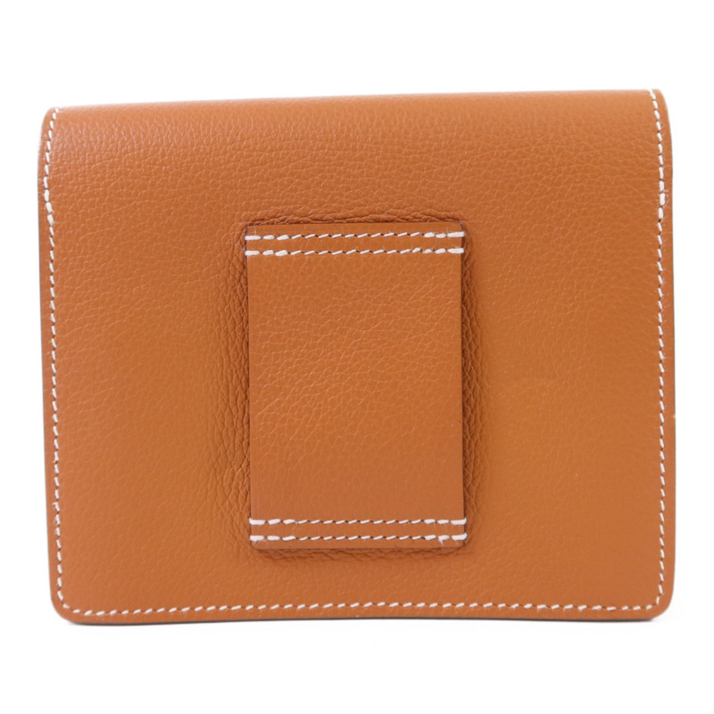HERMES Evercolor皮革Roulis Slim金扣錢包Gold-1