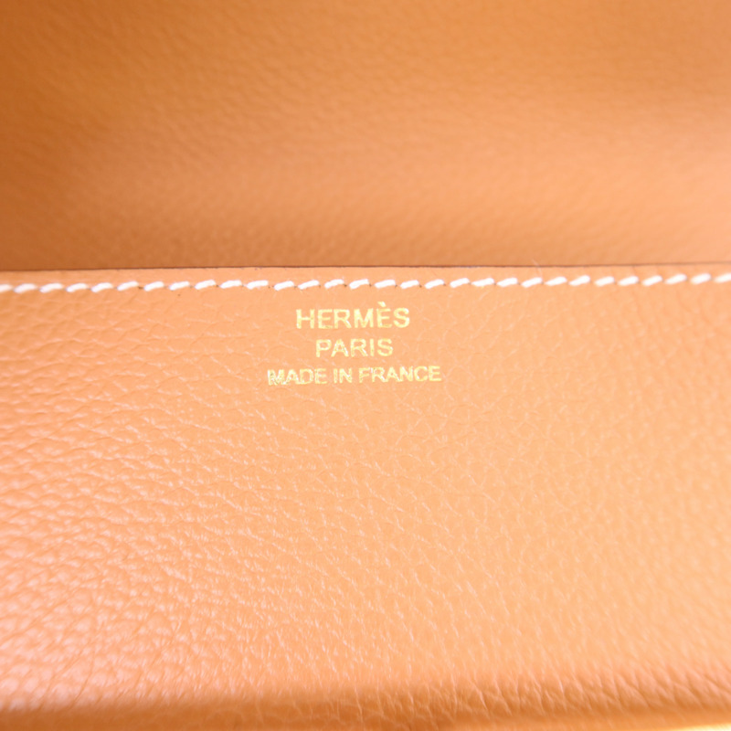 HERMES Evercolor皮革Roulis Slim金扣錢包Gold-5