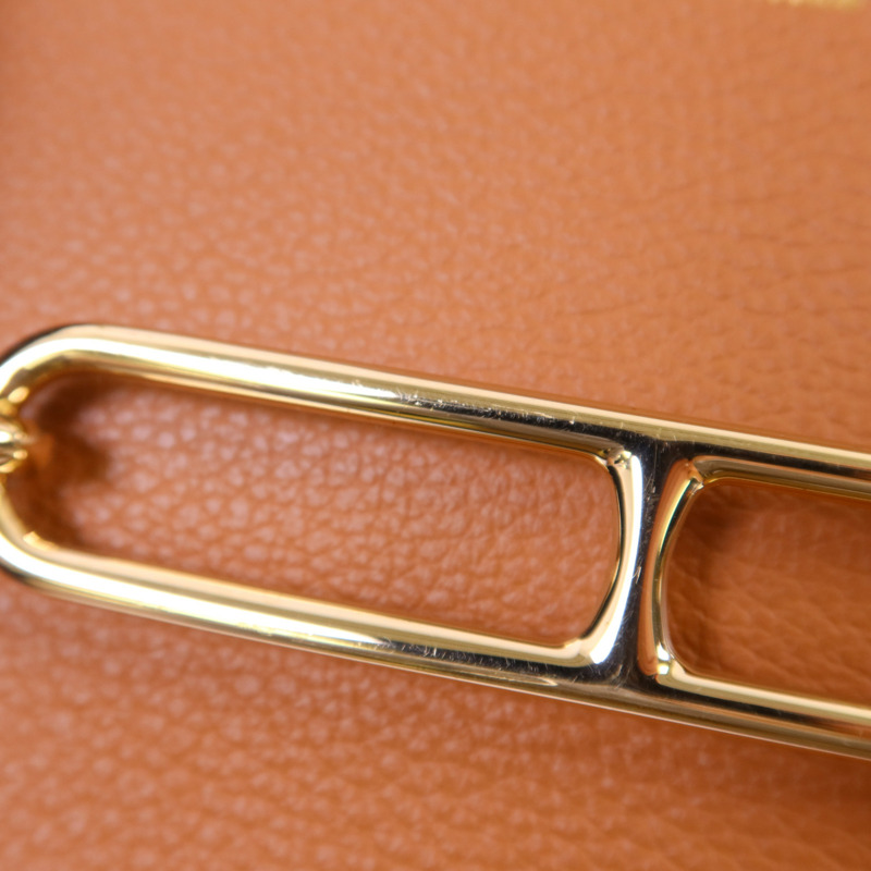 HERMES Evercolor皮革Roulis Slim金扣錢包Gold-8