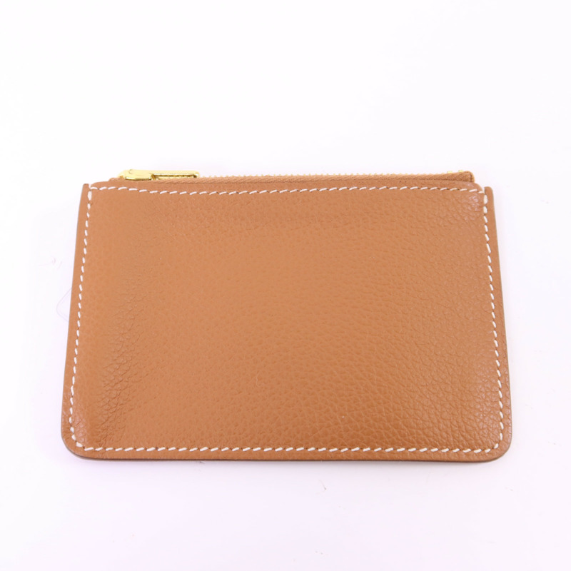 HERMES Evercolor皮革Roulis Slim金扣錢包Gold-11