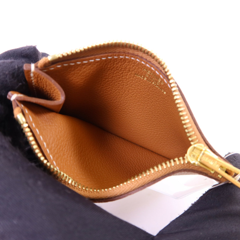 HERMES Evercolor皮革Roulis Slim金扣錢包Gold-12