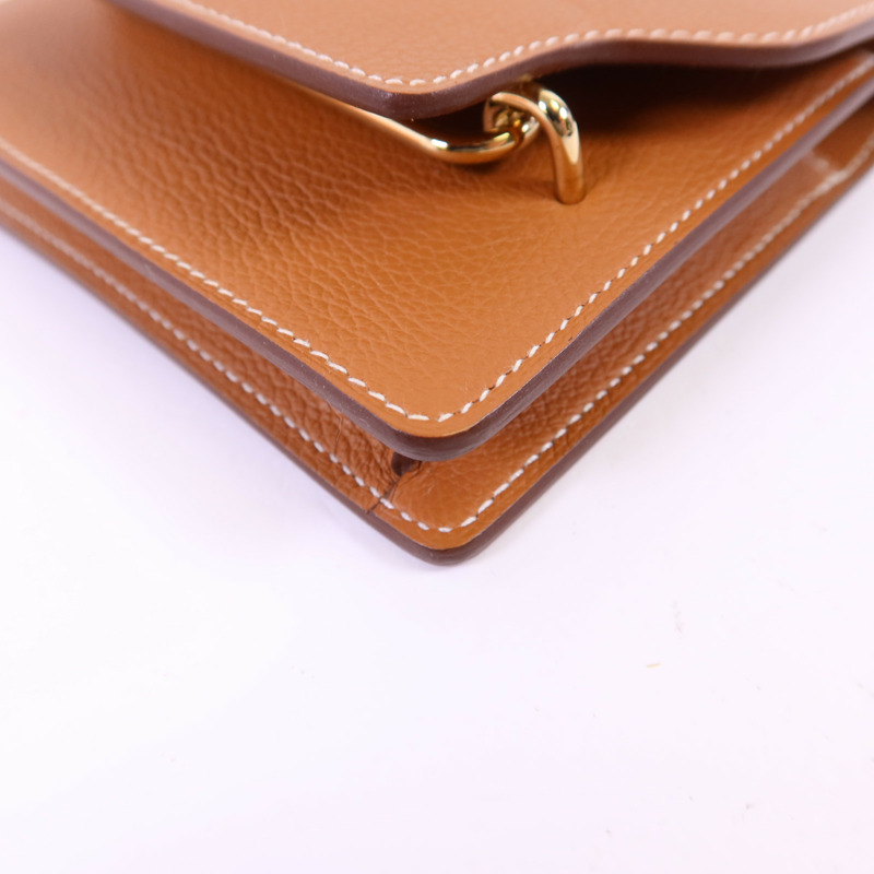 HERMES Evercolor皮革Roulis Slim金扣錢包Gold-13