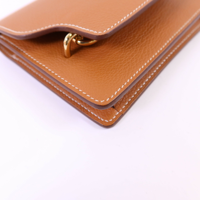 HERMES Evercolor皮革Roulis Slim金扣錢包Gold-14