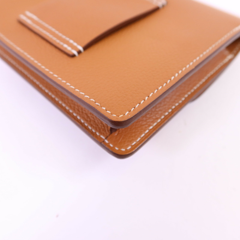 HERMES Evercolor皮革Roulis Slim金扣錢包Gold-15