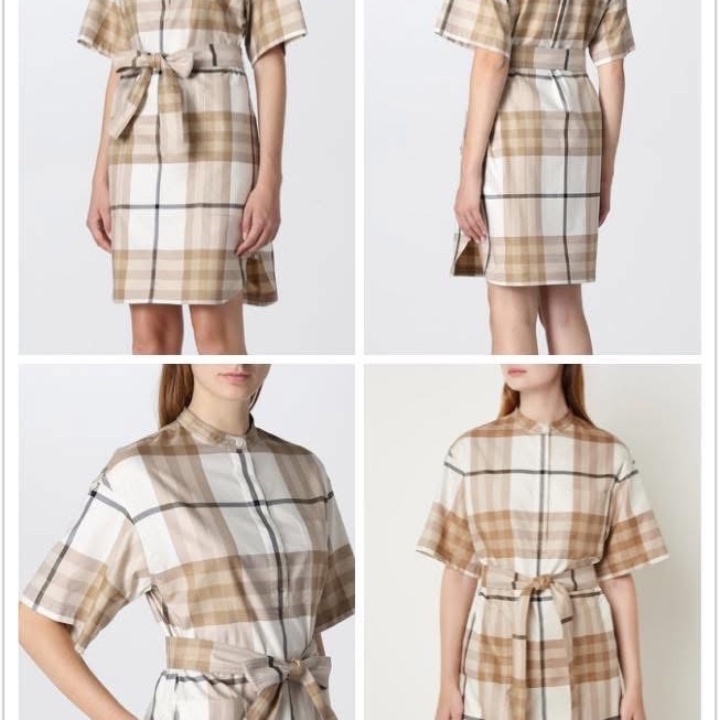 BURBERRY 英國冰霜白格紋洋裝UK4-1