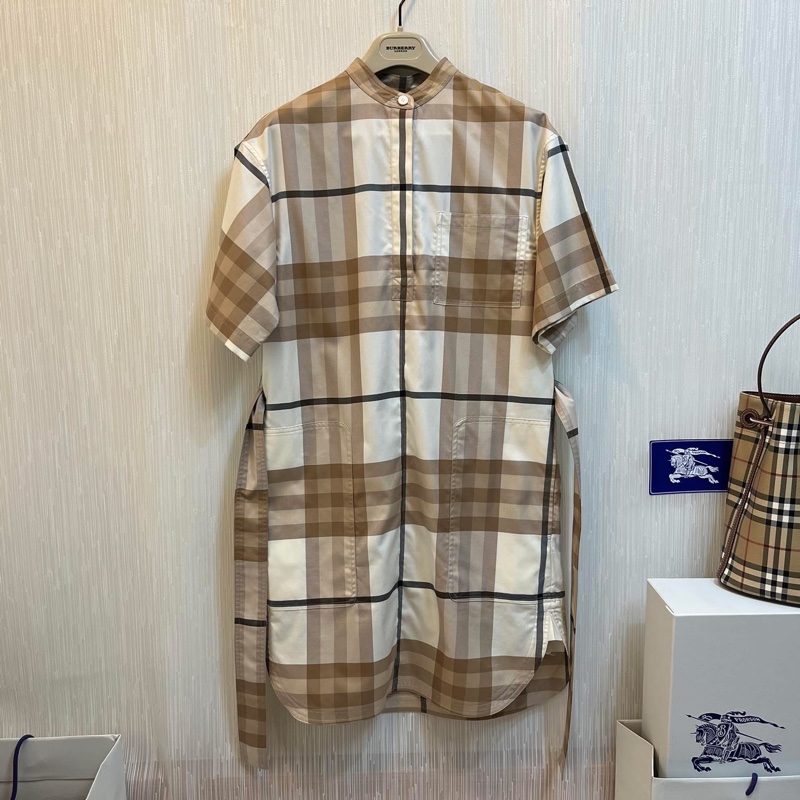 BURBERRY 英國冰霜白格紋洋裝UK4-4