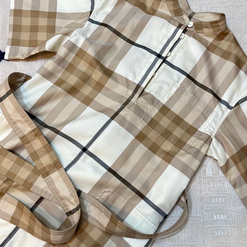 BURBERRY 英國冰霜白格紋洋裝UK4-6