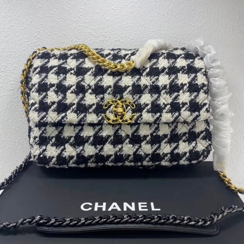 「JL精品代購」9新 Chanel 香奈兒 19 Maxi千鳥格