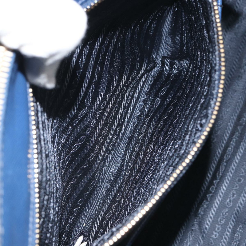 【日本直送】PRADA 手提包 皮革 藍色 金色 Auth mr1971-21