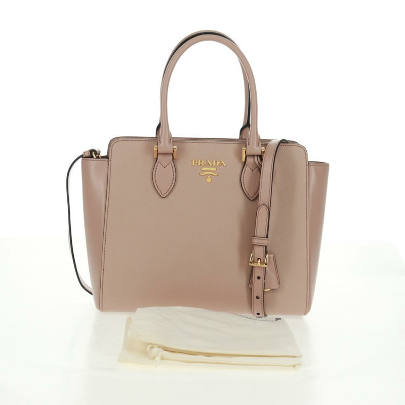【日本直送】PRADA 手提包 Safiano 皮革 2way 粉金配色 Auth 154260SAV-11