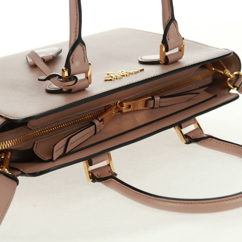 【日本直送】PRADA 手提包 Safiano 皮革 2way 粉金配色 Auth 154260SAV-13