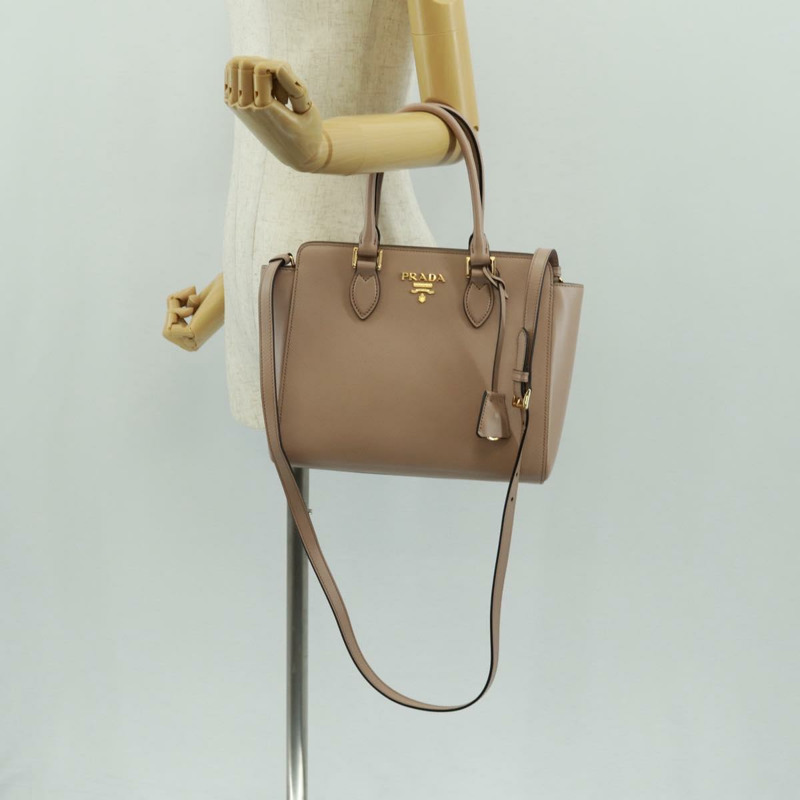 【日本直送】PRADA 手提包 Safiano 皮革 2way 粉金配色 Auth 154260SAV-28