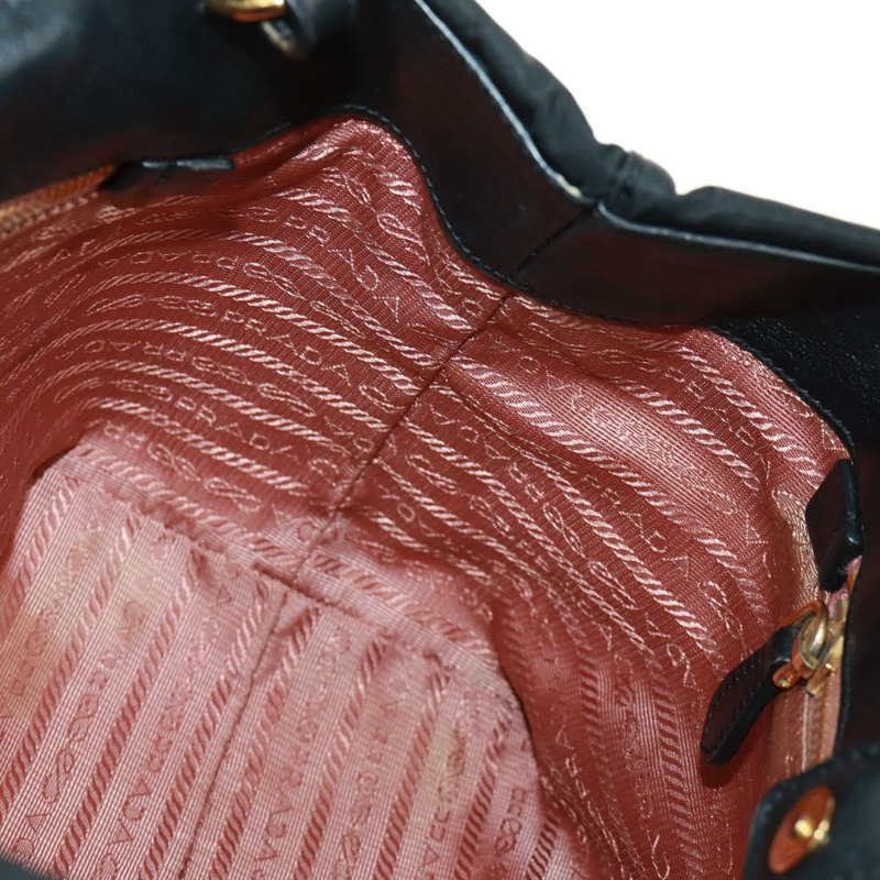 【日本直送】PRADA 尼龍皮革雙肩包 黑色 金色 正品 166142V-22
