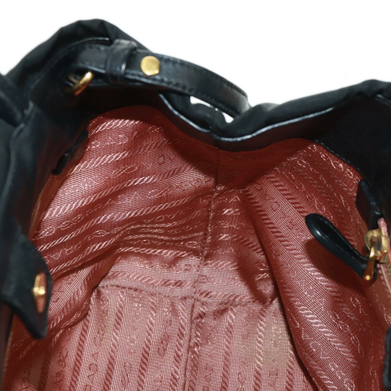 【日本直送】PRADA 尼龍皮革雙肩包 黑色 金色 正品 166142V-23