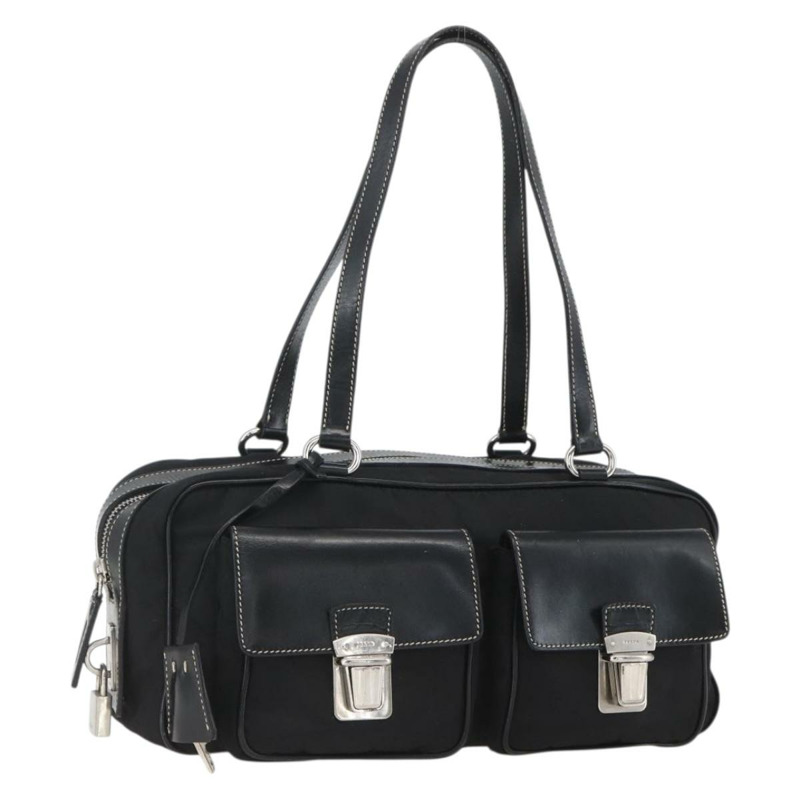 【日本直送】PRADA 尼龍手提包 黑色 銀色 正品 ep12891V-0