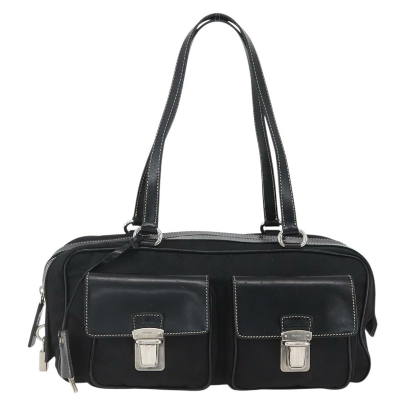 【日本直送】PRADA 尼龍手提包 黑色 銀色 正品 ep12891V-12