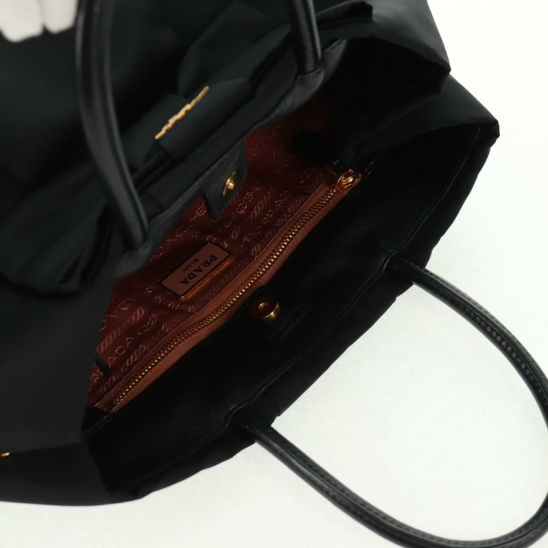 【日本直送】PRADA 尼龍皮革黑色金色手提包 正品 am10586V-5