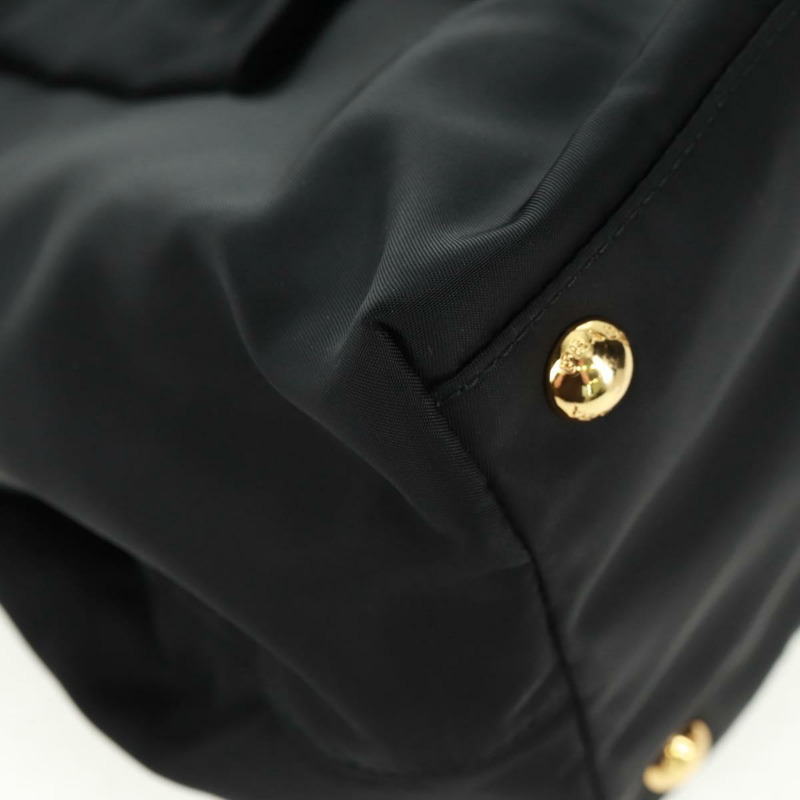 【日本直送】PRADA 尼龍皮革黑色金色手提包 正品 am10586V-8