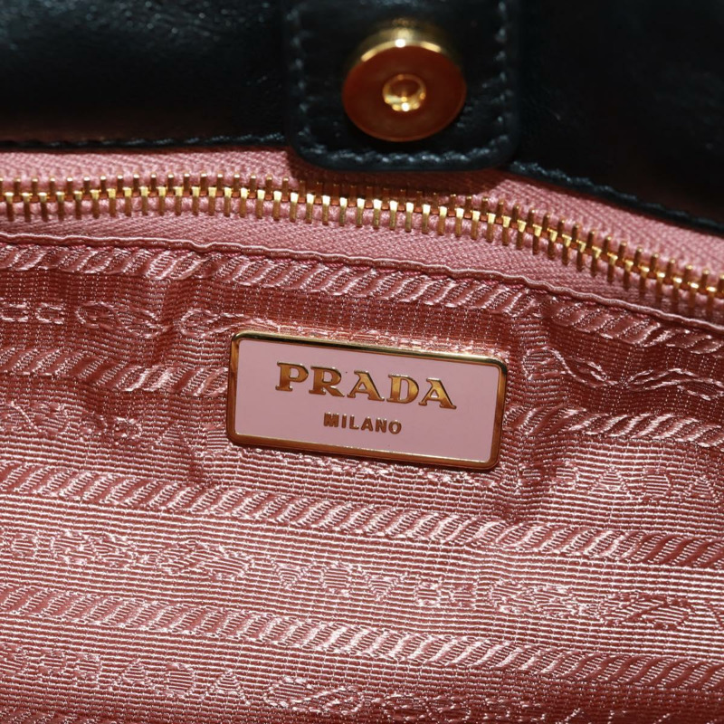 【日本直送】PRADA 尼龍皮革黑色金色手提包 正品 am10586V-9