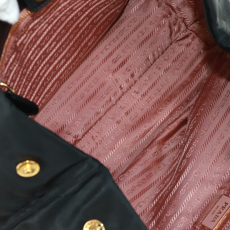 【日本直送】PRADA 尼龍皮革黑色金色手提包 正品 am10586V-10