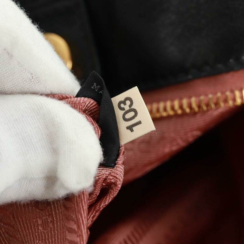 【日本直送】PRADA 尼龍皮革黑色金色手提包 正品 am10586V-11