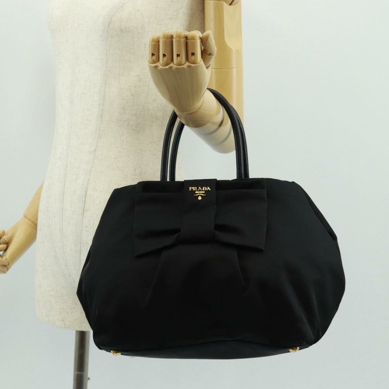 【日本直送】PRADA 尼龍皮革黑色金色手提包 正品 am10586V-21