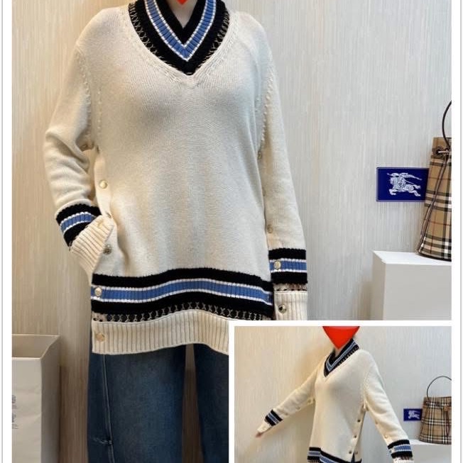 BURBERRY 英國米色學院風毛衣XS-2