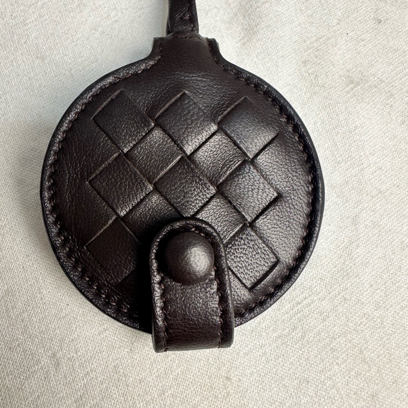 BV 中古咖啡色小編織鏡子鑰匙圈吊飾-3