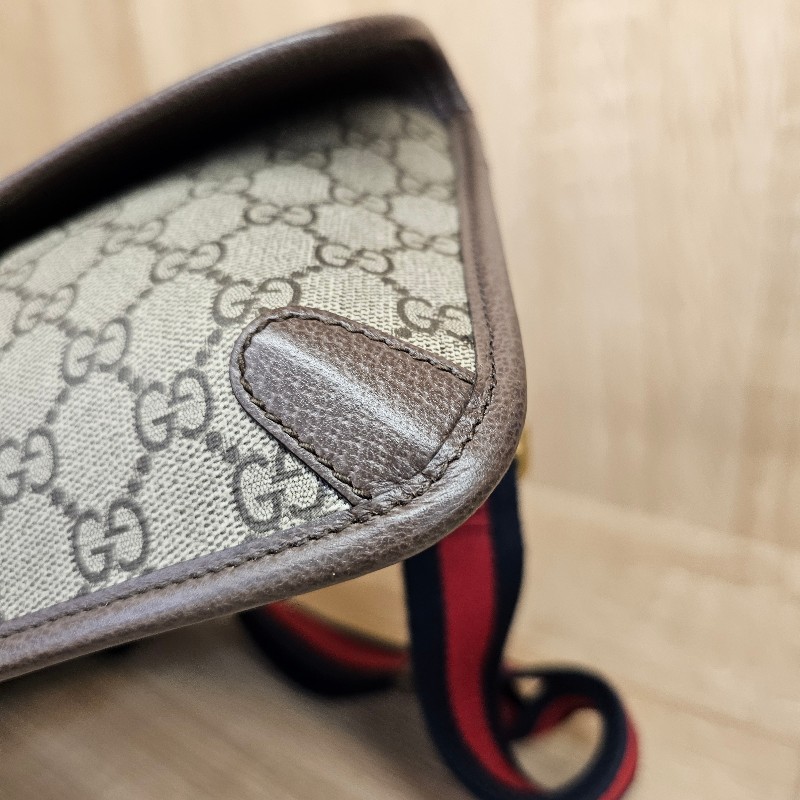[農曆新年福利回饋🧧] Gucci 老花藍紅藍背帶霧金釦胸口腰包-6