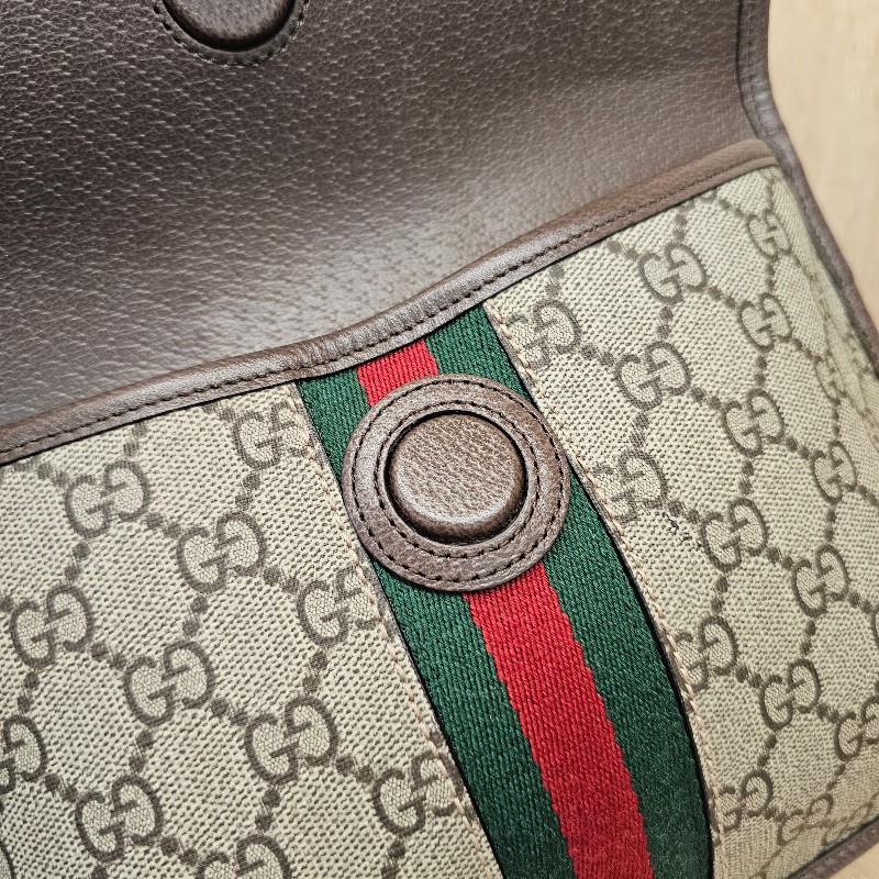 [農曆新年福利回饋🧧] Gucci 老花藍紅藍背帶霧金釦胸口腰包-18