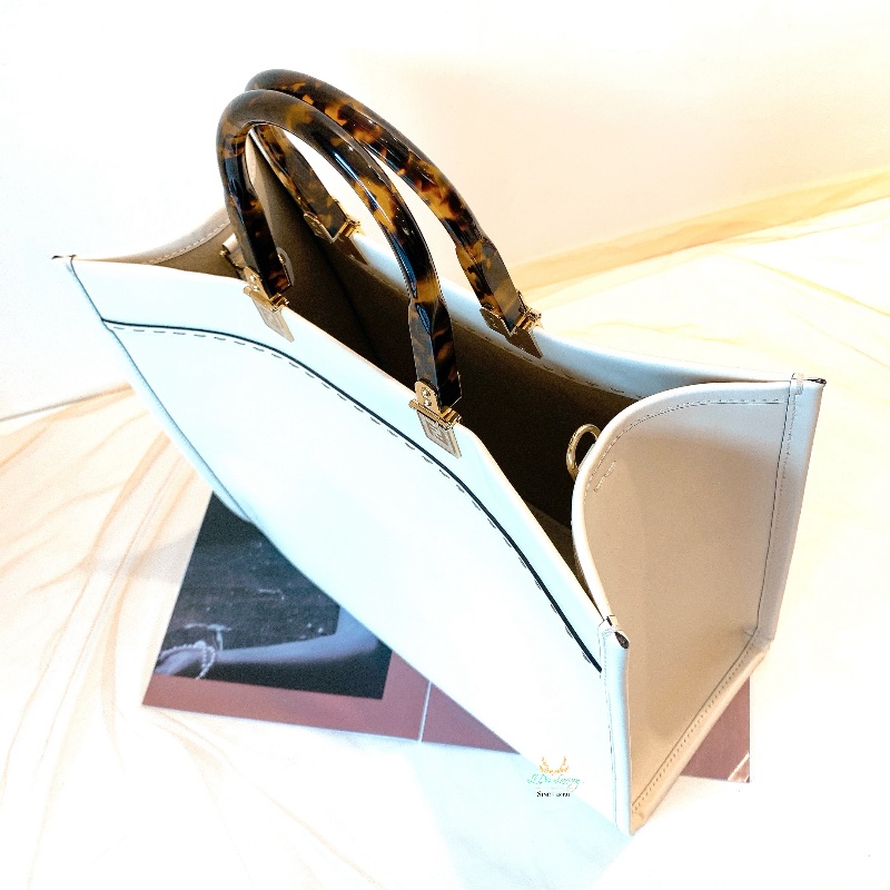 FENDI 芬迪 8BH386 米白色 Sunshine 全皮 玳瑁手把 中號 托特包 兩用包 手提包 肩背包-6