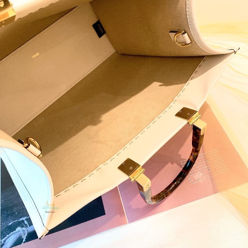 FENDI 芬迪 8BH386 米白色 Sunshine 全皮 玳瑁手把 中號 托特包 兩用包 手提包 肩背包-14