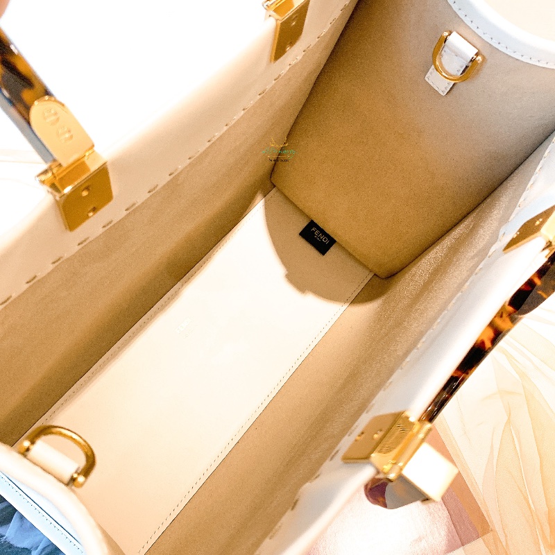 FENDI 芬迪 8BH386 米白色 Sunshine 全皮 玳瑁手把 中號 托特包 兩用包 手提包 肩背包-16
