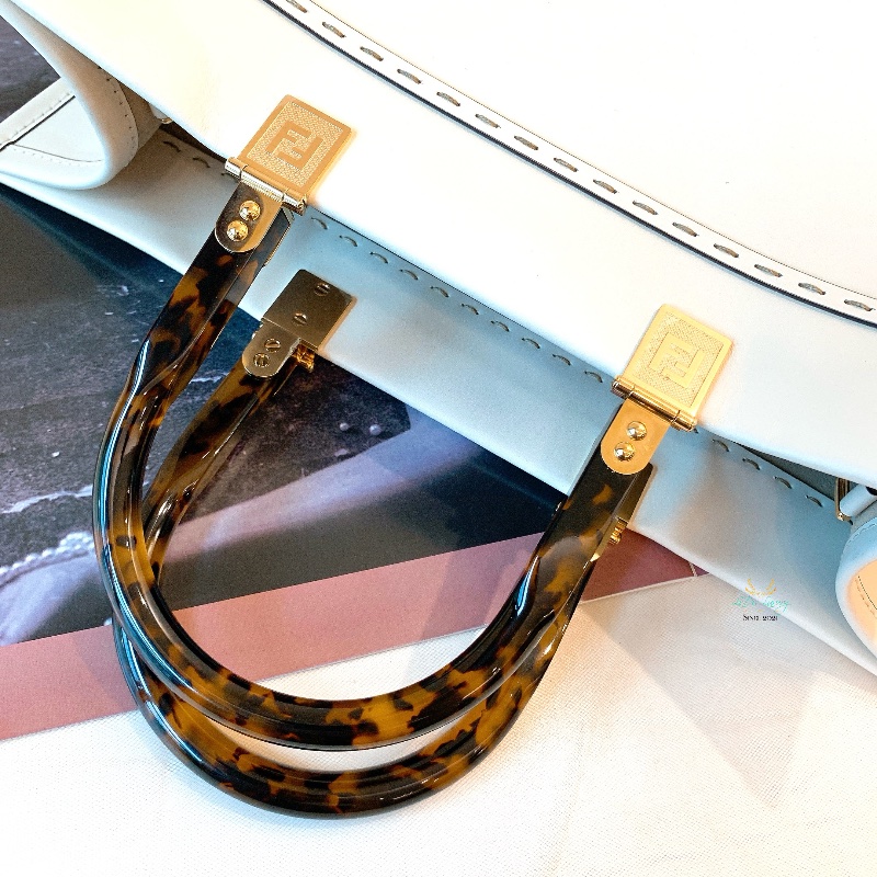 FENDI 芬迪 8BH386 米白色 Sunshine 全皮 玳瑁手把 中號 托特包 兩用包 手提包 肩背包-18