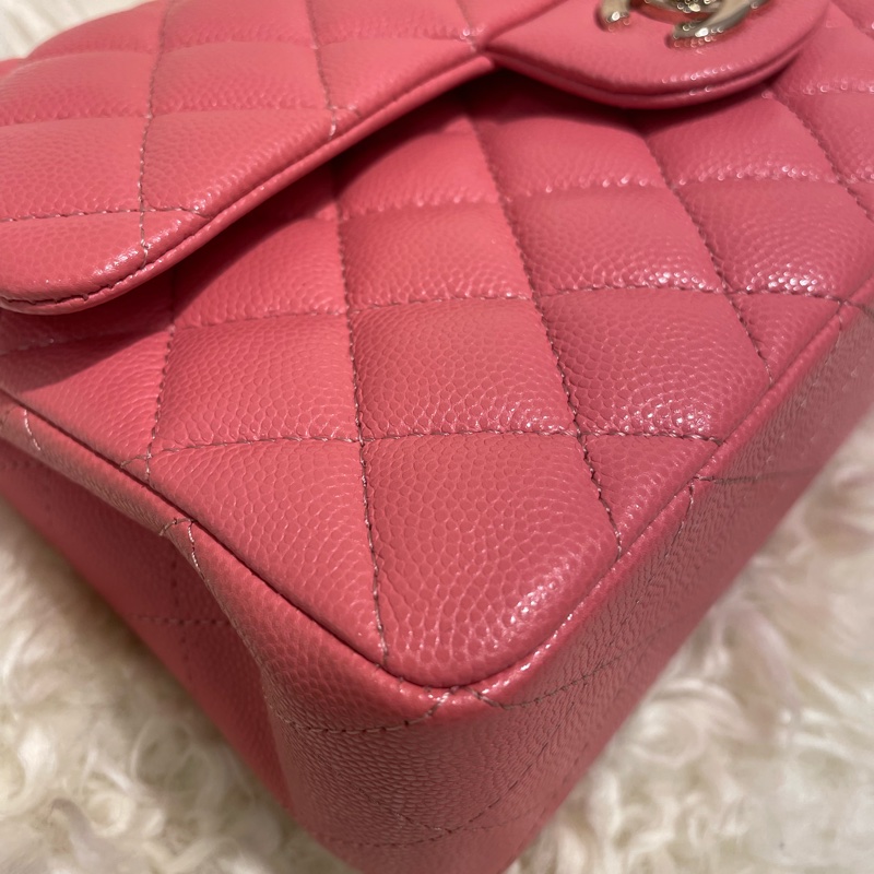 Chanel 23 Classic Flap 珊瑚粉牛皮淺金扣-2