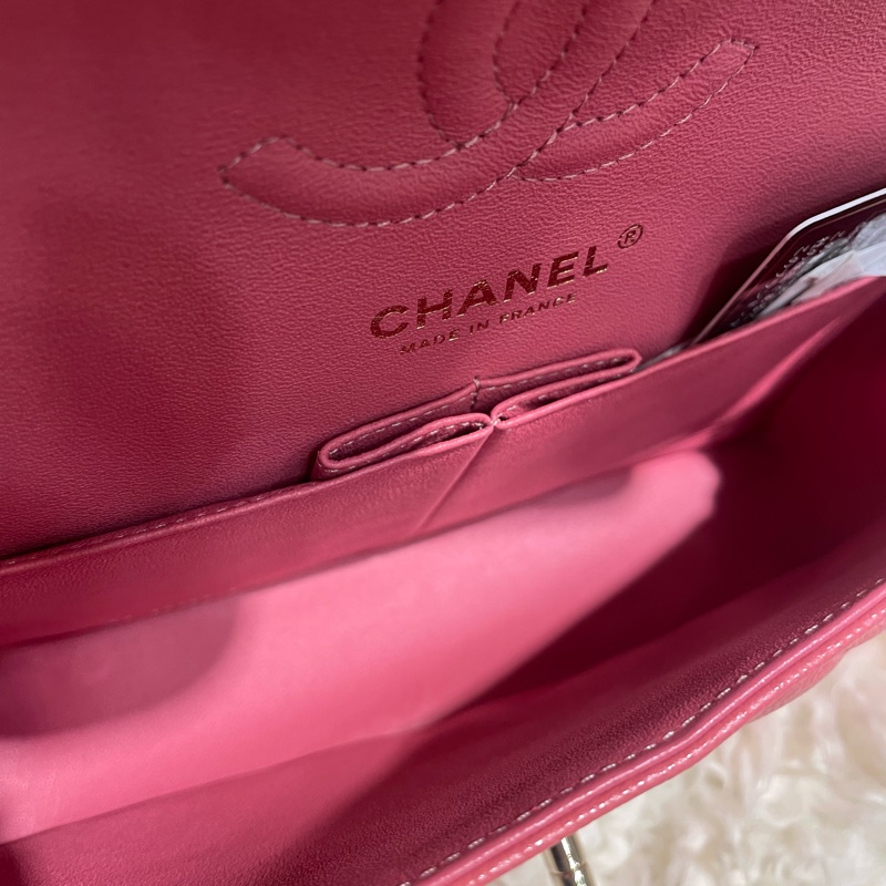 Chanel 23 Classic Flap 珊瑚粉牛皮淺金扣-8