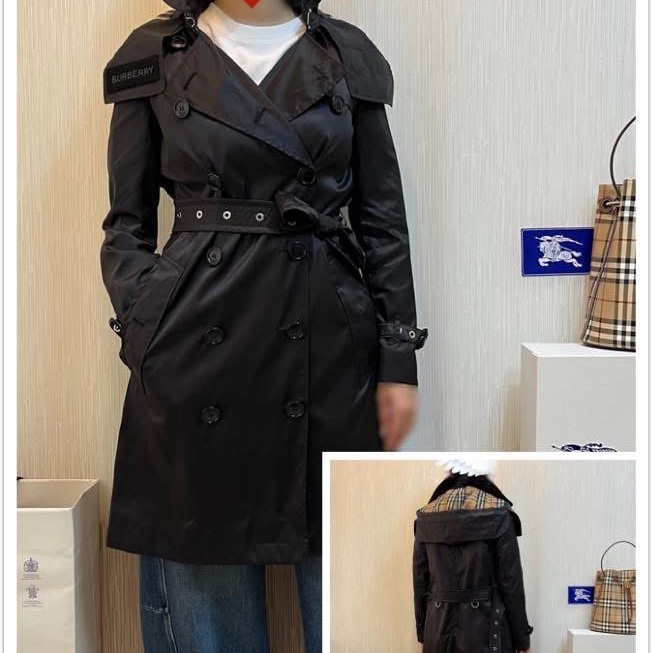 BURBERRY 英國黑色輕盈風衣UK2-1