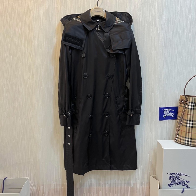 BURBERRY 英國黑色輕盈風衣UK2-2