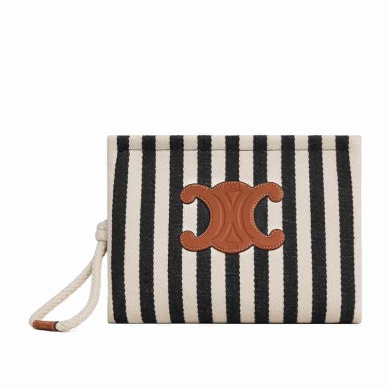 Celine 女士 THAIS 條紋手拿包均碼碼21cm*7cm*17cm-2