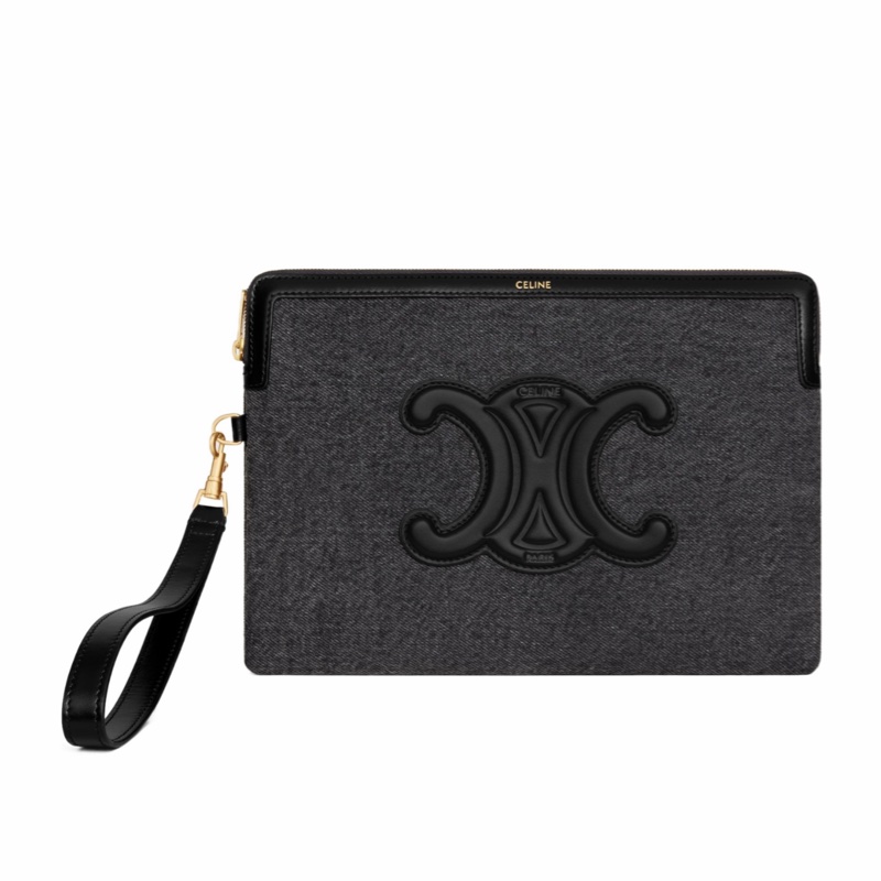 Celine 女士 牛仔布 CUIR TRIOMPHE 手拿包均碼碼25cm*1cm*17.5cm-3