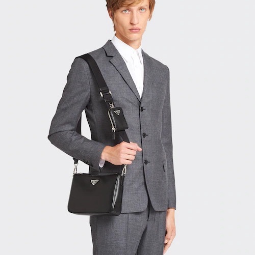 Prada 男士 黑色徽標斜挎包均碼碼23cm*5.5cm*18cm-3