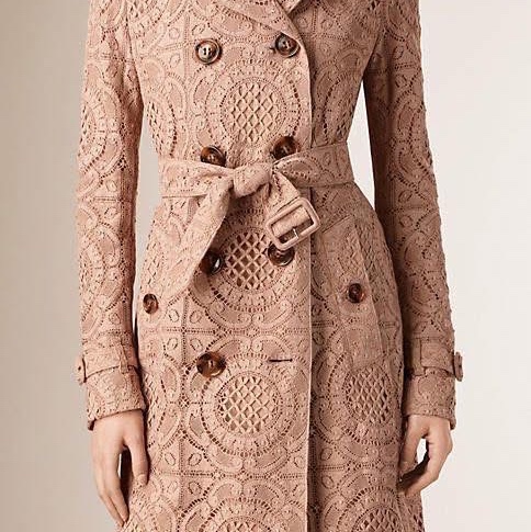 BURBERRY 英國裸粉色蕾絲風衣UK8-0