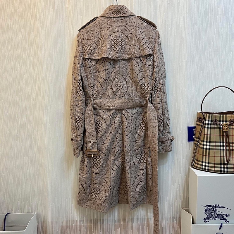 BURBERRY 英國裸粉色蕾絲風衣UK8-4