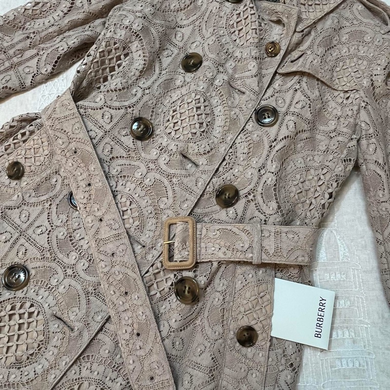 BURBERRY 英國裸粉色蕾絲風衣UK8-8
