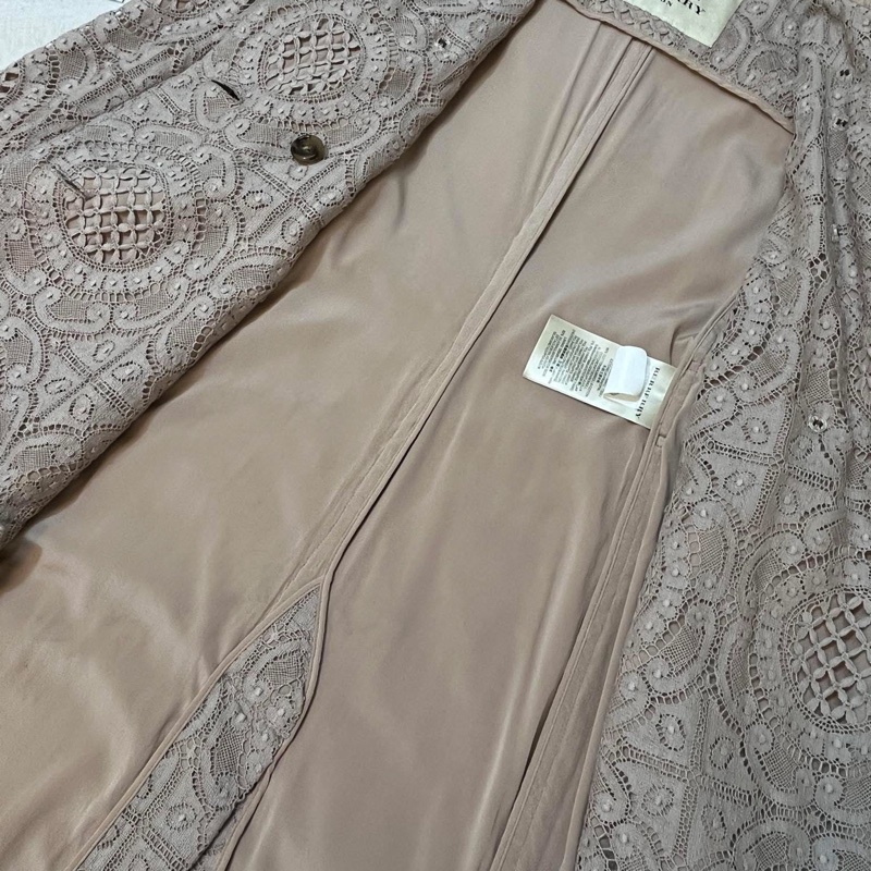 BURBERRY 英國裸粉色蕾絲風衣UK8-9