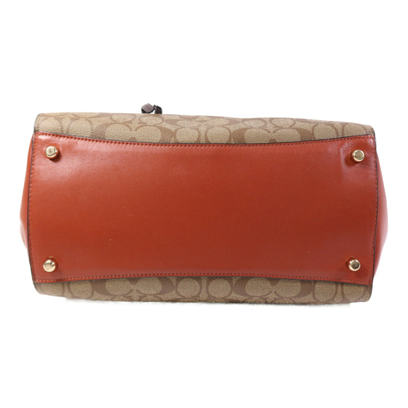 COACH 塗層帆布/麂皮皮革2 Way Shoulder Bag金扣手挽肩背兩用袋-3